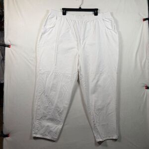 Signature Delta Burke P3X Petite Plus White Pull On Pants Elastic Waist Cotton